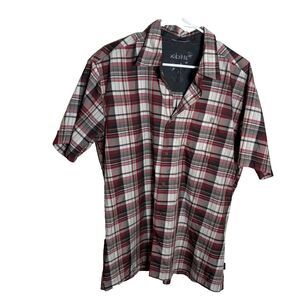 Kuhl Shirt Men's XL Red Brown Plaid Short Sleeve Button-Up Top Outdoors